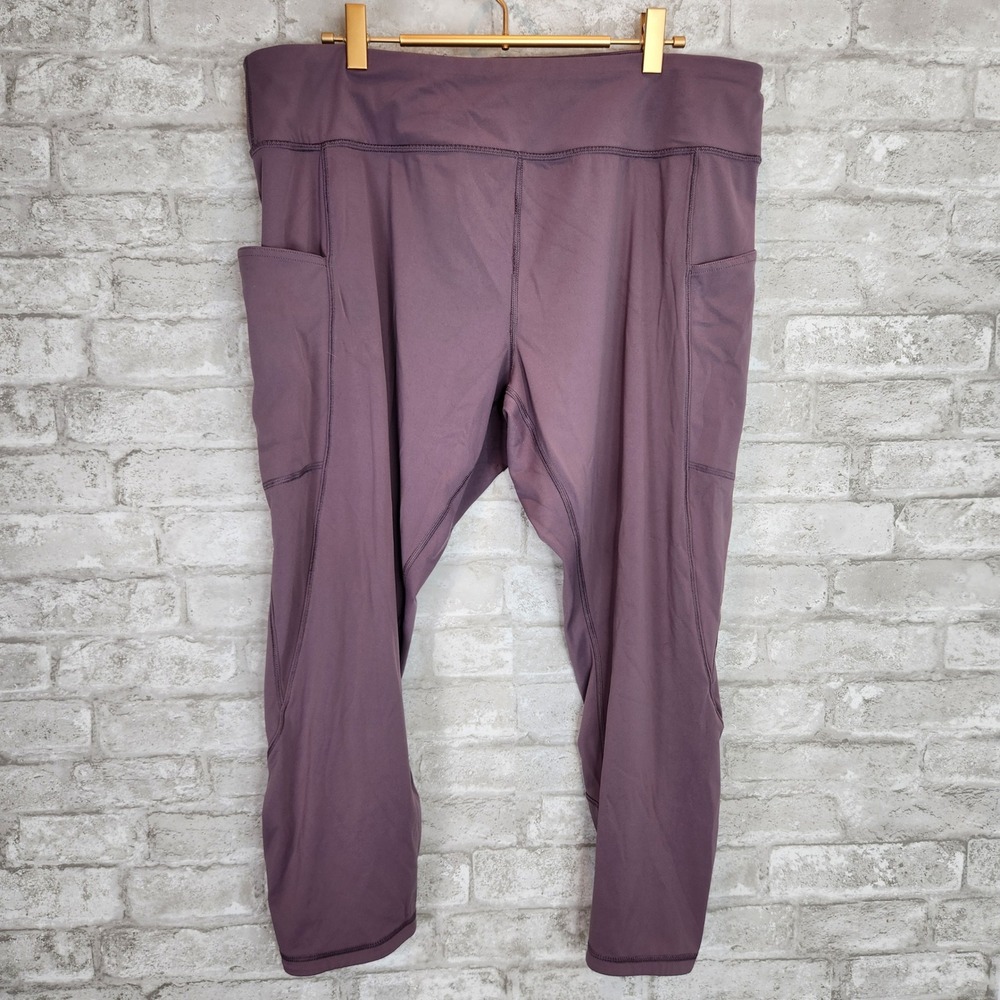 Duluth Trading Co Crop Pants Purple Ruched Hem Athletic Leggings XL